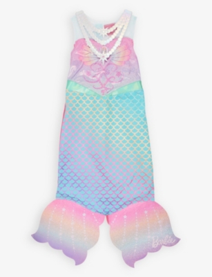 DRESS UP: Mermaid Rainbow brand-print glitter-front woven mermaid dress costume 3-8 years