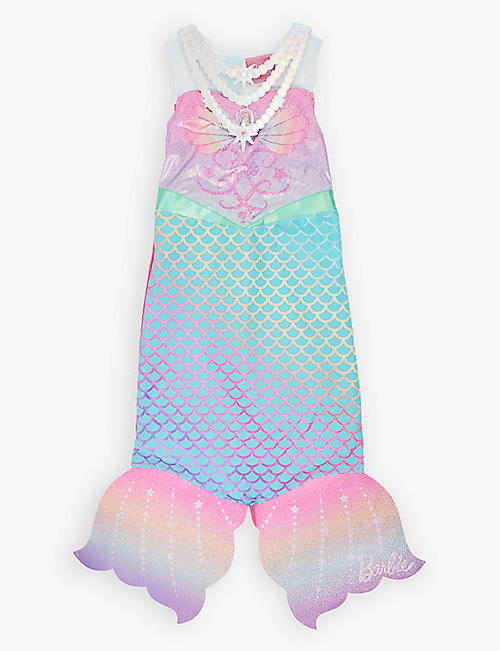 DRESS UP: Mermaid Rainbow brand-print glitter-front woven mermaid dress costume 3-8 years