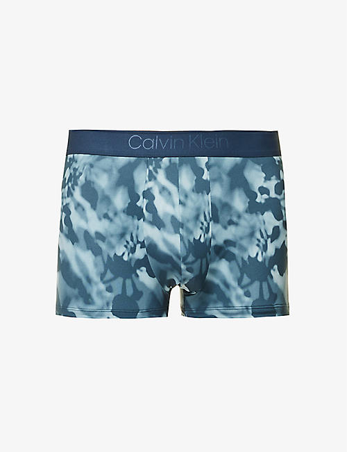 CALVIN KLEIN: Abstract-print stretch-jersey trunks