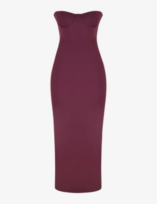 HOUSE OF CB: Lucia strapless bustier stretch-woven maxi dress