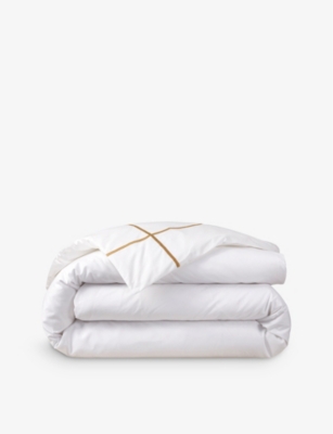 YVES DELORME: Athena bourdon-stitch organic-cotton duvet cover