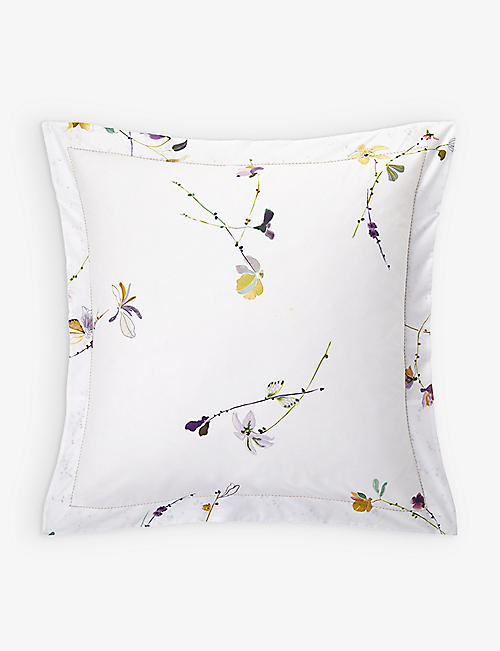 YVES DELORME: Saito floral-print boudoir organic-cotton pillowcase 30cm x 40cm