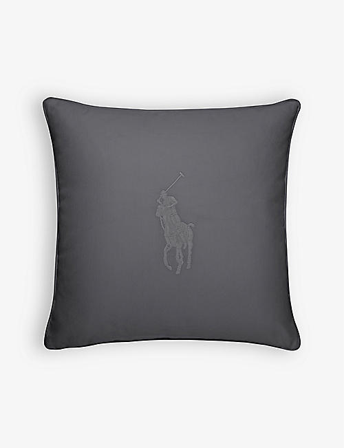 RALPH LAUREN HOME: Polo Pony-logo embroidered cotton square cushion cover