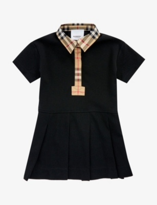 BURBERRY: Sigrid pleated cotton-pique dress 6 months - 2 years