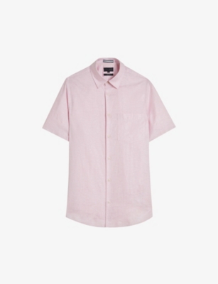 TED BAKER: Knigfrd regular-fit short-sleeve linen-blend shirt