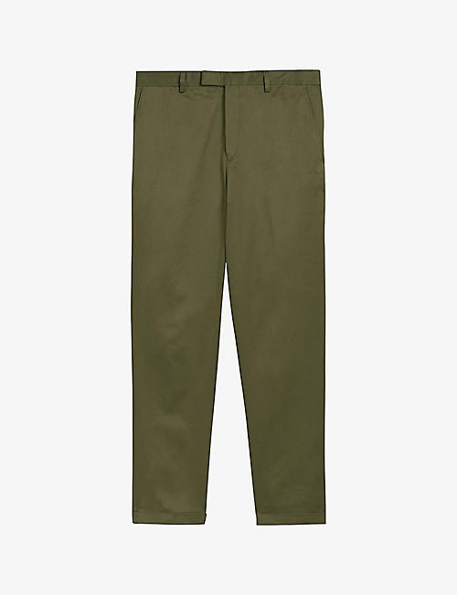 TED BAKER: Slim-fit mid-rise cotton-twill trousers