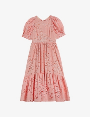 TED BAKER: Puff-sleeve tiered woven maxi dress