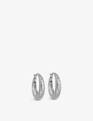 ASTLEY CLARKE: Celestial mini star-engraved sterling-silver and white sapphire hoop earrings