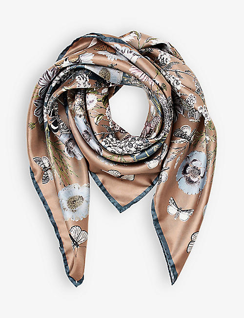 ASPINAL OF LONDON: Floral-print silk scarf