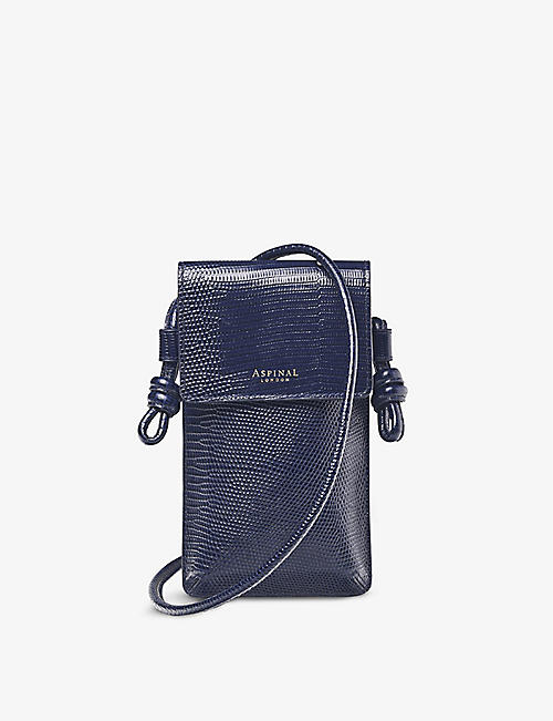 ASPINAL OF LONDON: Ella grained-leather cross-body phone case