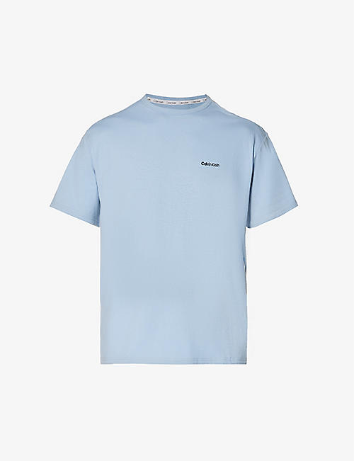 CALVIN KLEIN: Logo-embroidered cotton and recycled polyester-blend T-shirt