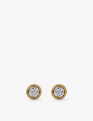 MONICA VINADER: Round 18ct yellow gold-plated vermeil recycled sterling-silver and 0.05ct diamond stud earrings