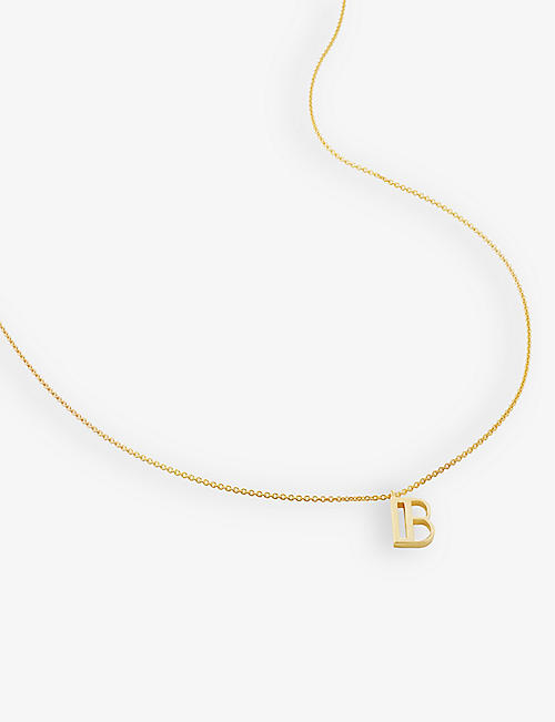 MONICA VINADER: B letter-charm 18ct yellow gold-plated vermeil recycled sterling-silver pendant necklace