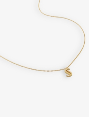 MONICA VINADER: S letter-charm 18ct yellow gold-plated vermeil recycled sterling-silver pendant necklace