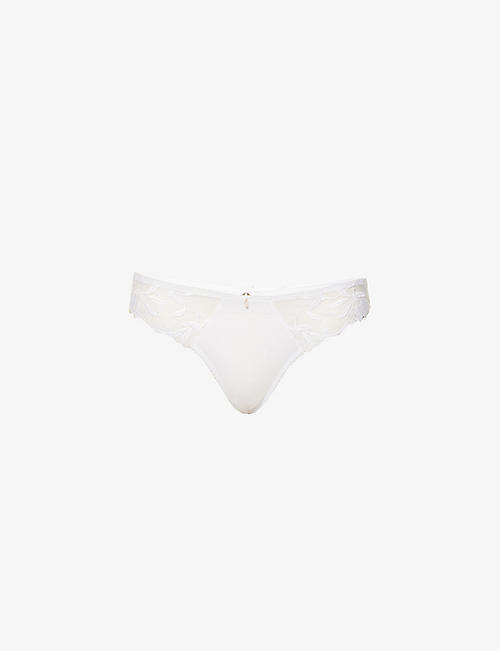 AUBADE: Lovessence floral-embroidered stretch-woven thong