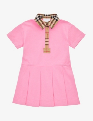 BURBERRY: Checked cotton-piqué mini dress 6 months-2 years