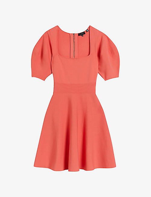 TED BAKER: Hayliy square-neck stretch-knitted mini dress