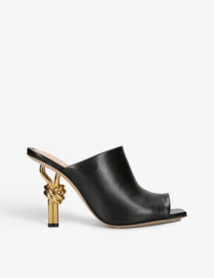 BOTTEGA VENETA: Knot square-toe leather heeled mules
