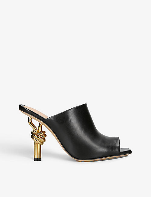 BOTTEGA VENETA: Knot square-toe leather heeled mules