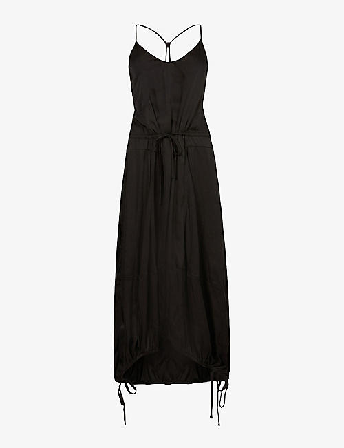 ALLSAINTS: Kaye drawcord-hem recycled polyester-blend maxi dress