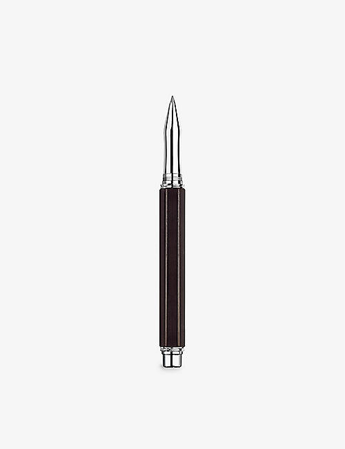 CARAN DACHE: Varius Ebony silver-plated brass and rhodium roller pen