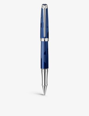 CARAN DACHE: Leman Bleu Marin lacquer-coated brass rollerball pen