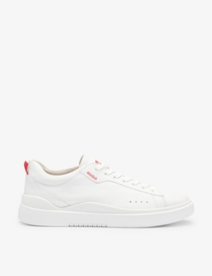 HUGO: Logo-print leather low-top trainers