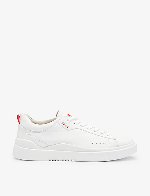 HUGO: Logo-print leather low-top trainers