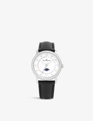 BLANCPAIN: 6126 4628 55B Villeret Quantième Phase de Lune stainless-steel, 0.99ct and 0.05ct diamond automatic watch