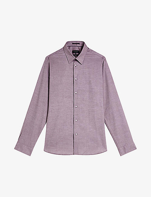 TED BAKER: Sorelss textured-dot cotton shirt