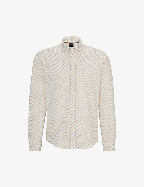 BOSS: Mirco circle-print regular-fit cotton shirt
