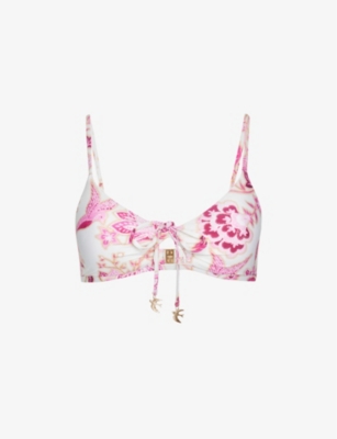 SEAFOLLY Silk Road Floral Print Bikini Top Selfridges