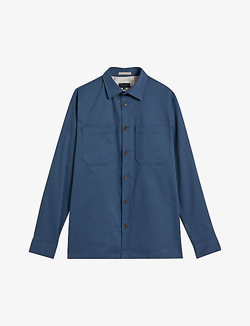 TED BAKER: Hastings patch pocket stretch-cotton twill overshirt