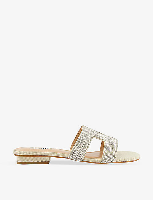 DUNE: Loupe cut out-strap embellished sandals