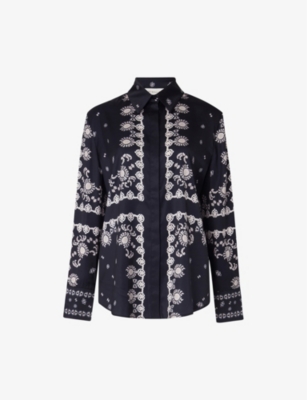 MALINA: Tereza abstract-print relaxed-fit recycled-polyester shirt