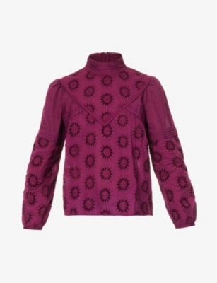 IKKS: Flower-embroidered cotton blouse