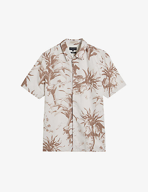 TED BAKER: Belmar floral-print regular-fit woven shirt