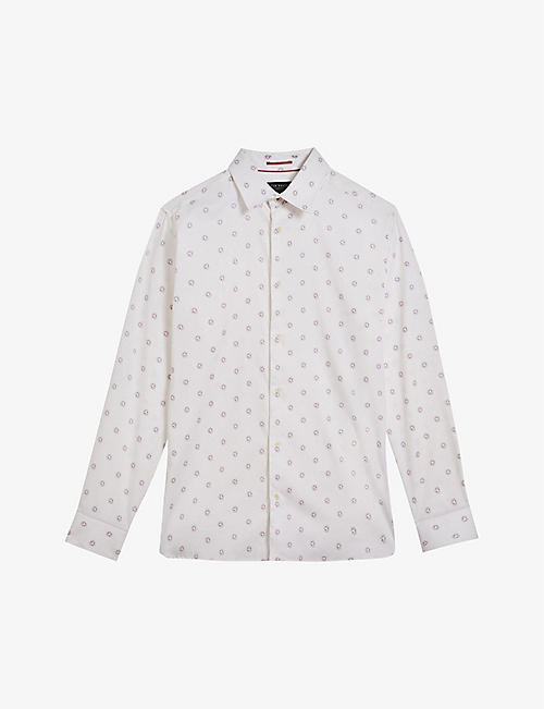 TED BAKER: Belmar floral-print regular-fit stretch-cotton shirt