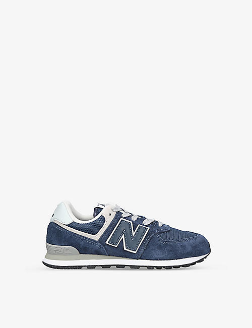 NEW BALANCE: 574 Evergreen logo-embossed suede low-top trainers