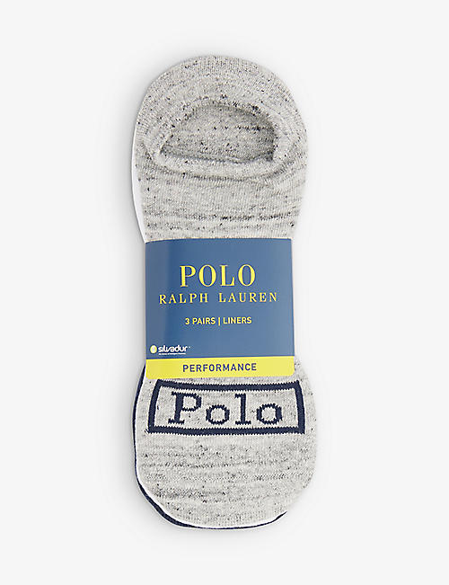 POLO RALPH LAUREN: Pack of three brand-print stretch-cotton blend socks