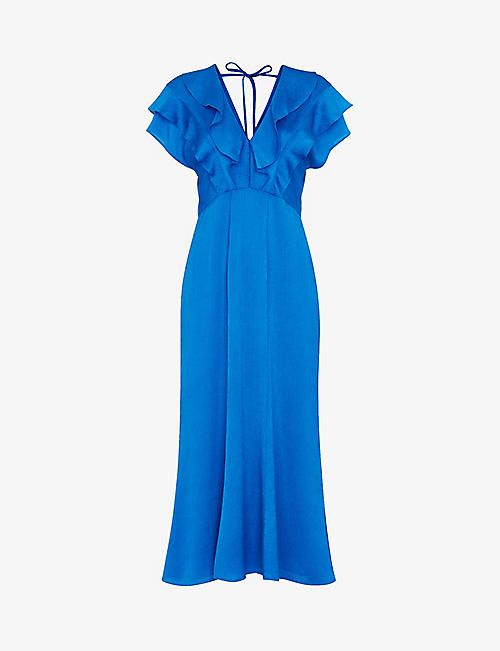 WHISTLES: Adeline frill stretch-woven midi dress