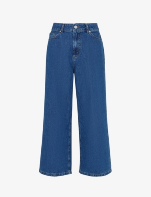 WHISTLES: Wide-leg mid-rise cropped denim jeans