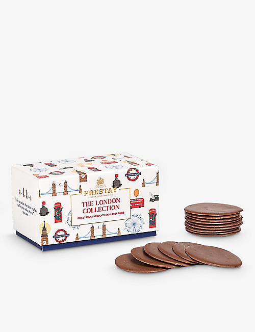 PRESTAT: London Collection earl grey and milk chocolate thins 200g