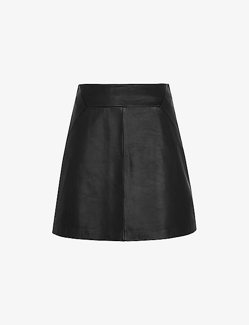 WHISTLES: High-waisted A-lined leather mini skirt