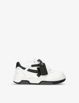 OFF-WHITE C/O VIRGIL ABLOH: Out of Office logo-embroidered leather low-top trainers 4-7 years