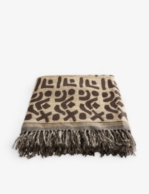 SOHO HOME: Veda abstract-pattern silk and wool blend throw 140cm x 200cm