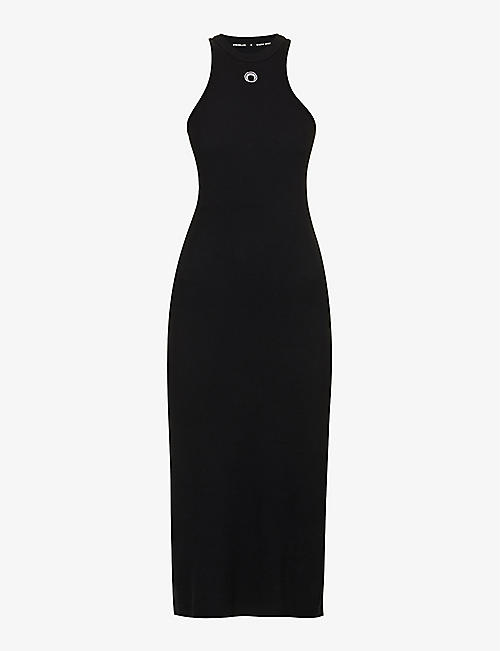 MARINE SERRE: Moon-print slim-fit stretch-cotton midi dress