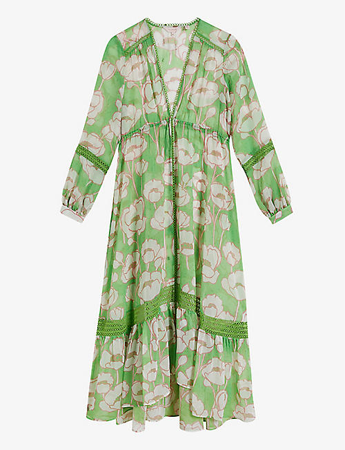 TED BAKER: Elisiia floral-print woven maxi dress