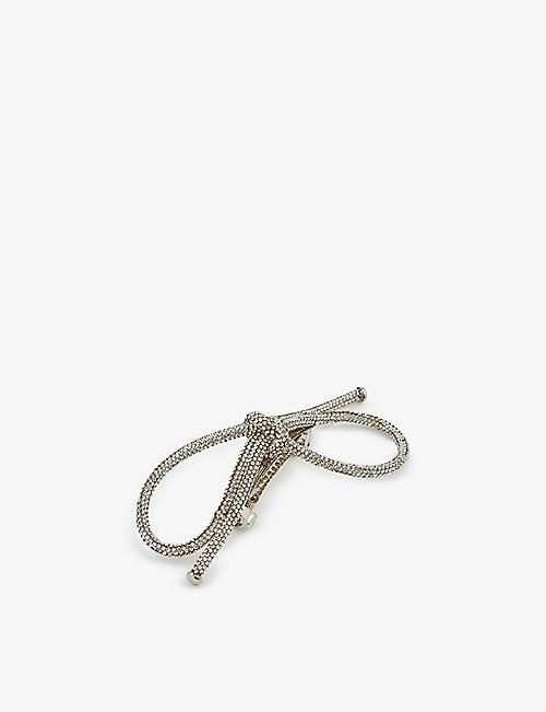 LELET NY: Sasha bow-embellished rhodium-plated stainless steel hair clip