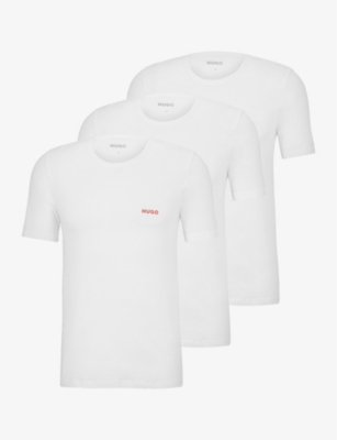 HUGO: Pack of three logo-print regular-fit cotton-jersey T-shirts